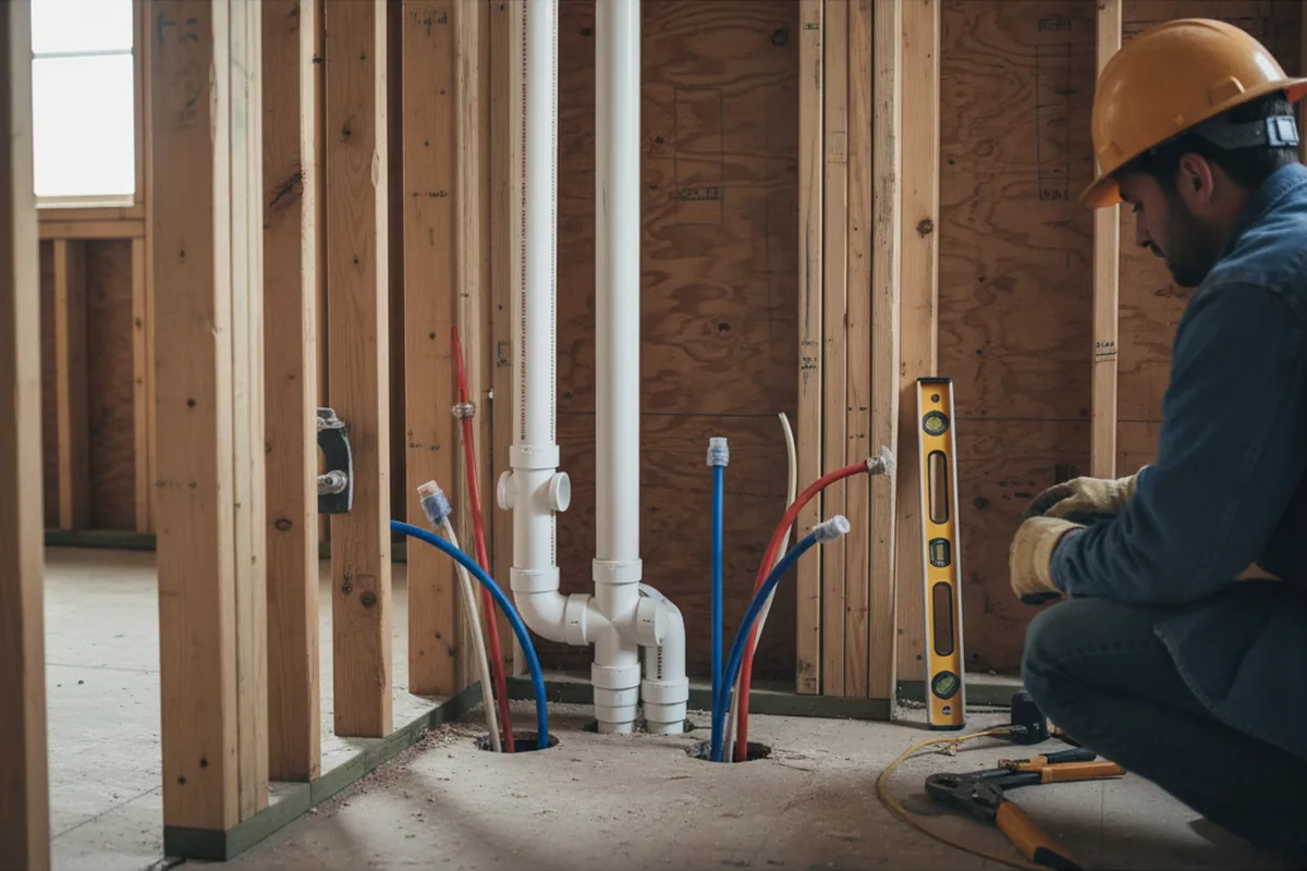 Drain and supply rough-in during Sump Pump Repair in Carterville