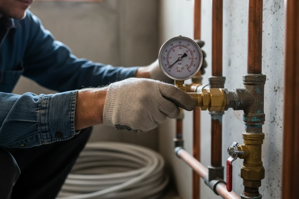 Pressure testing a repaired line during Water Line Repair in Carterville